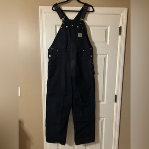 carhartt overalls- rugged duck material. Navy color 38x32